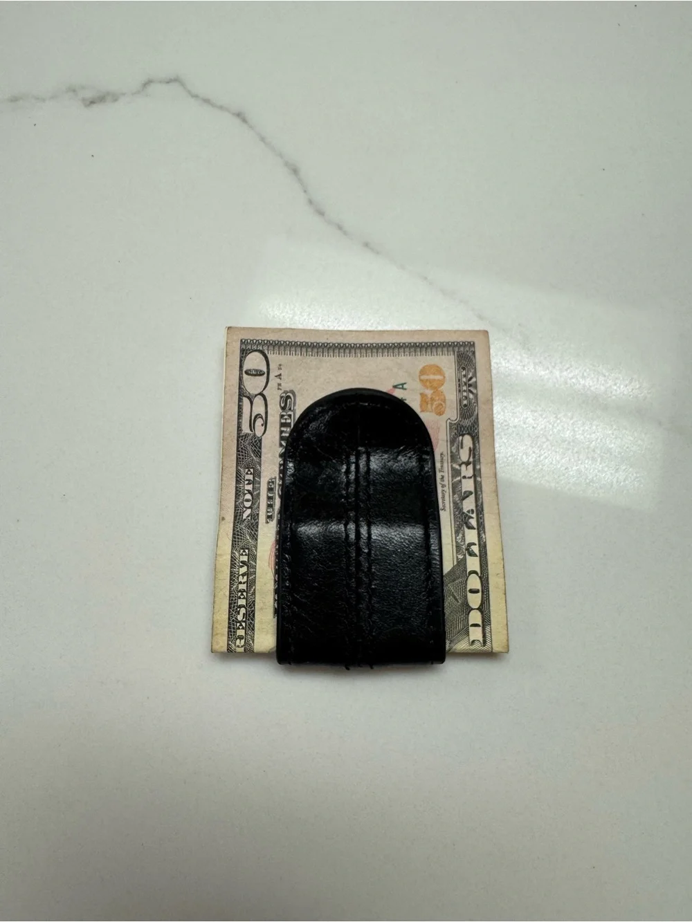 Bosca Black Leather Money Clip